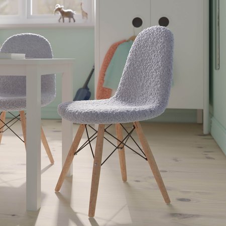 Flash Furniture Gray Kids Faux Shearling Chair with Wooden Legs DL-DA2018-2-GY-GG